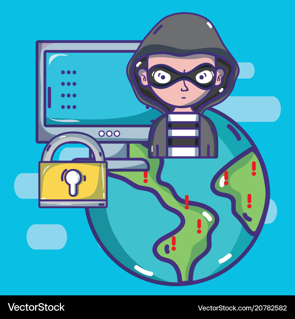 Hacker around the world vector image