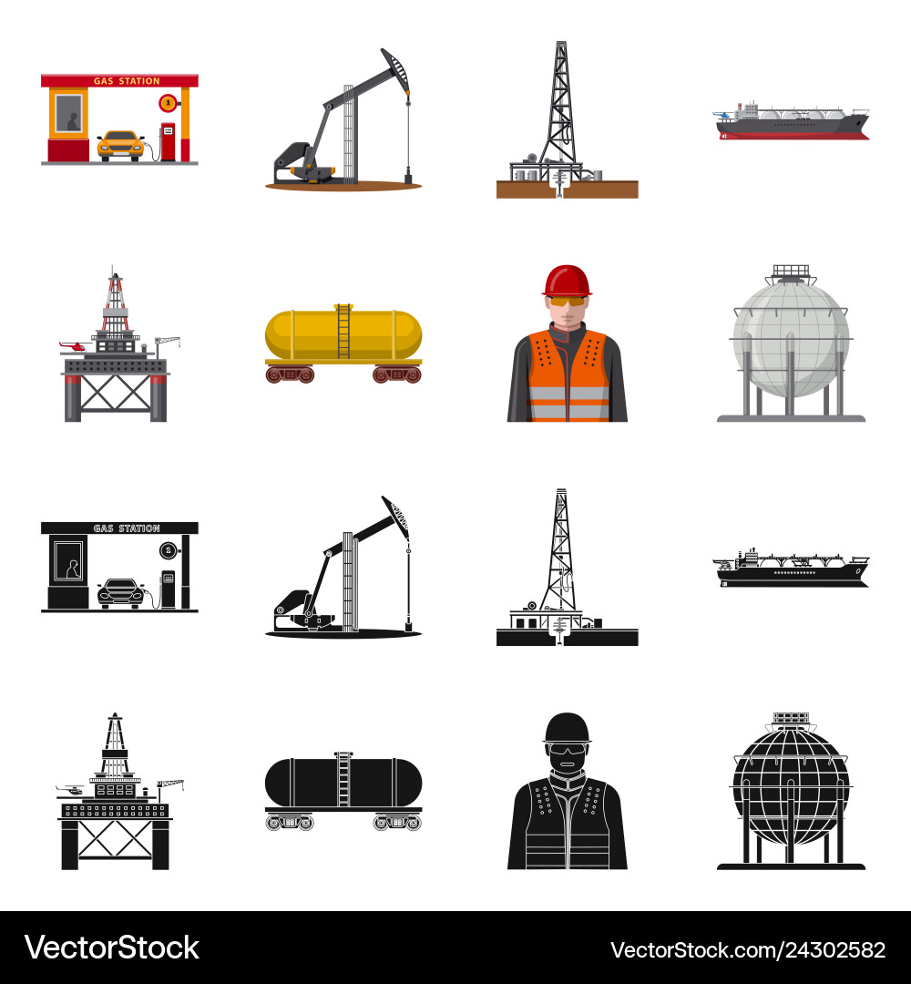 Isolated object of oil and gas icon set Vector Image