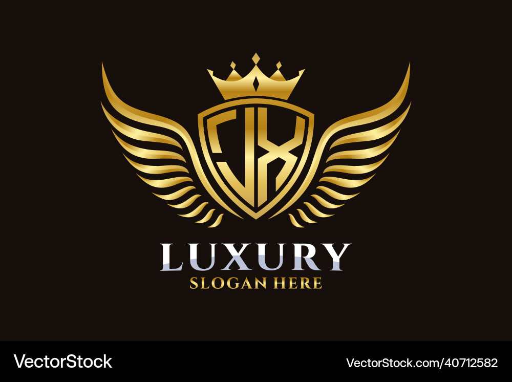 Luxus königlichen Flügel Buchstaben jx Crest gold Farbe Logo Luxus königlichen Flügel Buchstaben jx Crest gold Farbe Logo vektorbild