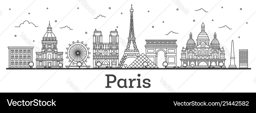 Outline paris france city skyline mit historischer Outline paris france city skyline mit historischer vektorbild