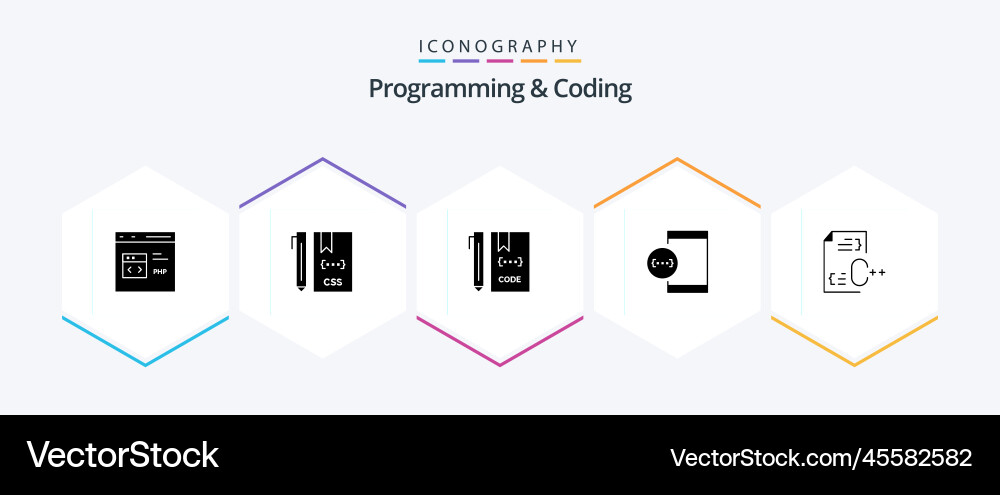 Programming and coding 25 glyph icon pack Vector Image
