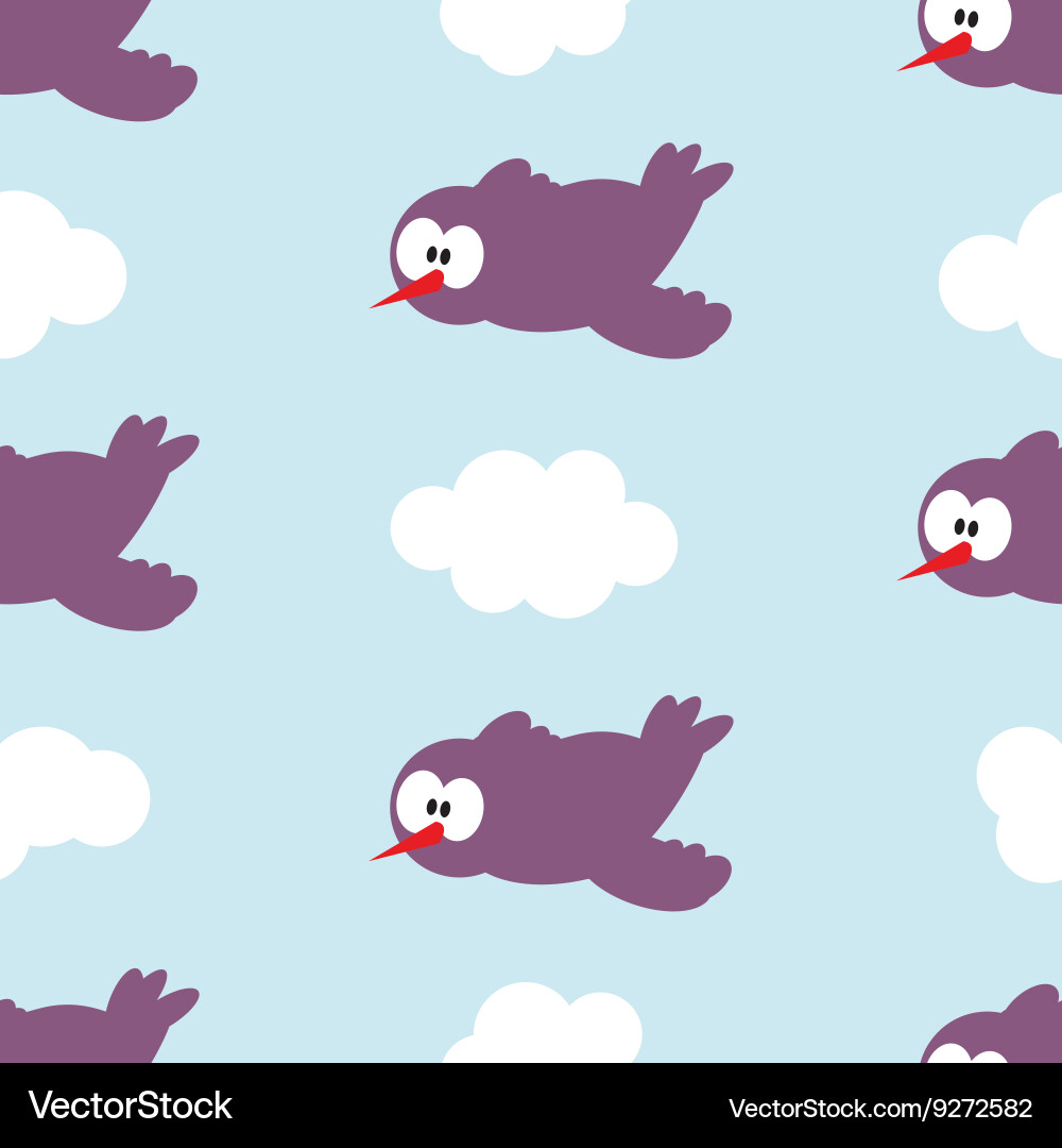 Seamless pattern with birds in clouds Vector Image