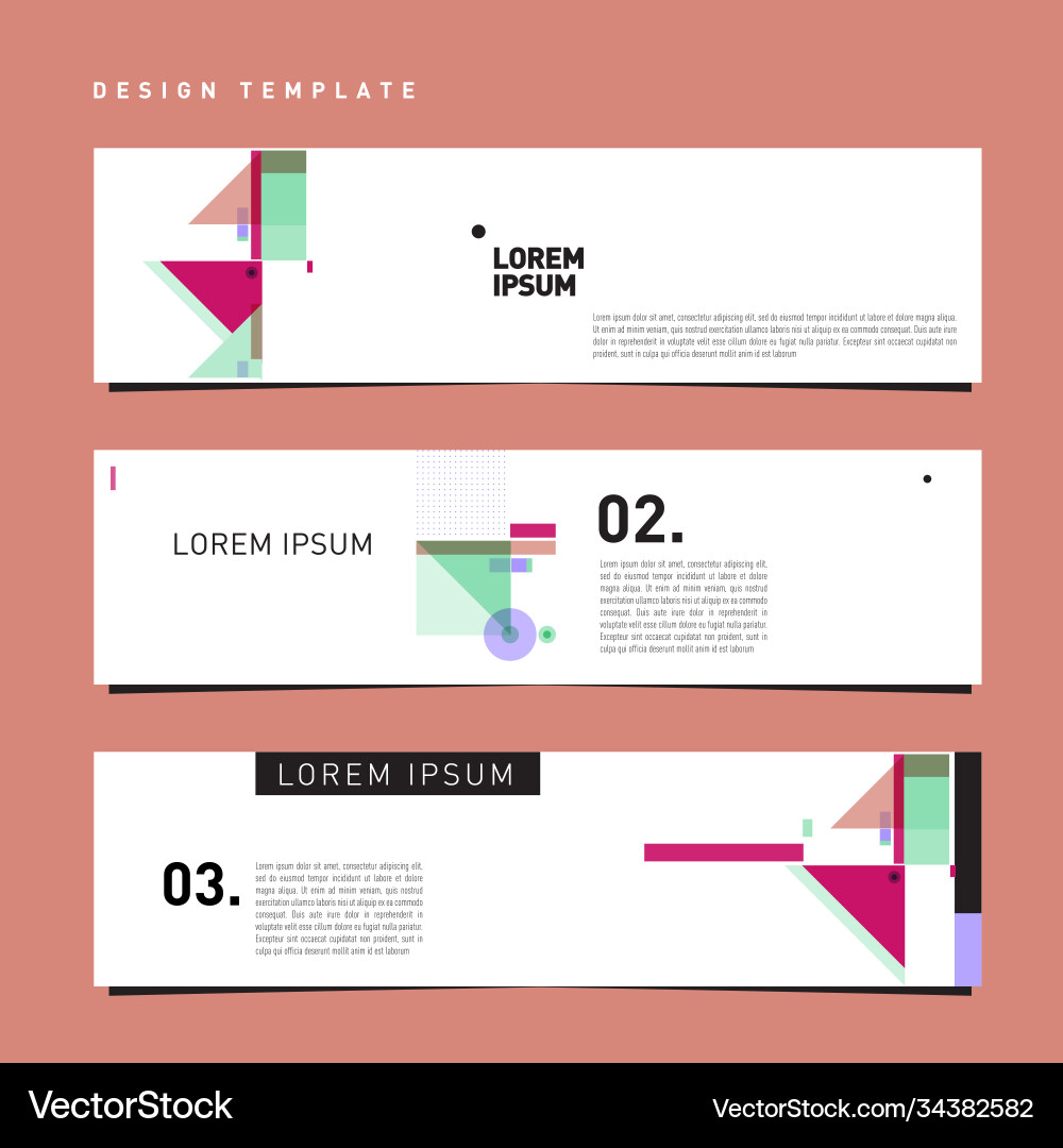Set abstract banner web design template retro Vector Image