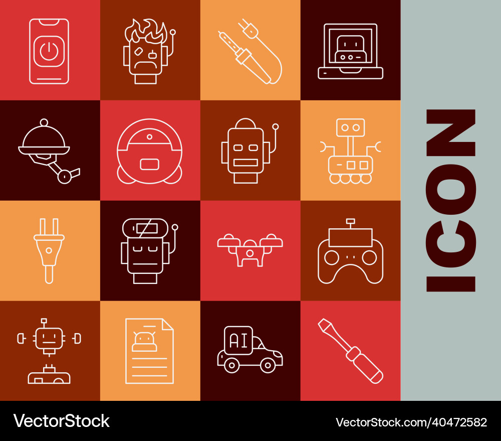 Set line screwdriver remote control robot Set line screwdriver remote control robot Vector Image