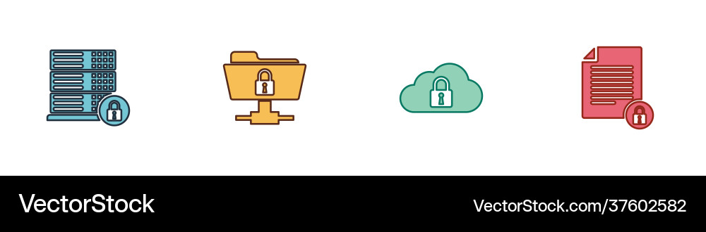 Set server security with lock ftp folder vector image
