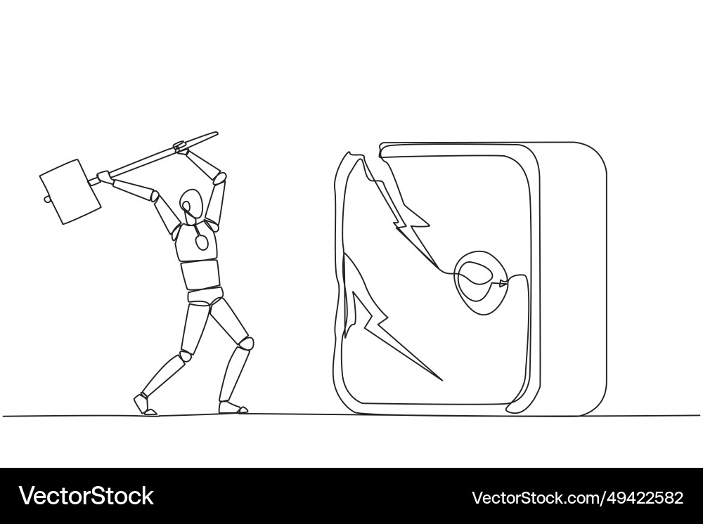 Single continuous line drawing smart robotic Single continuous line drawing smart robotic vector image