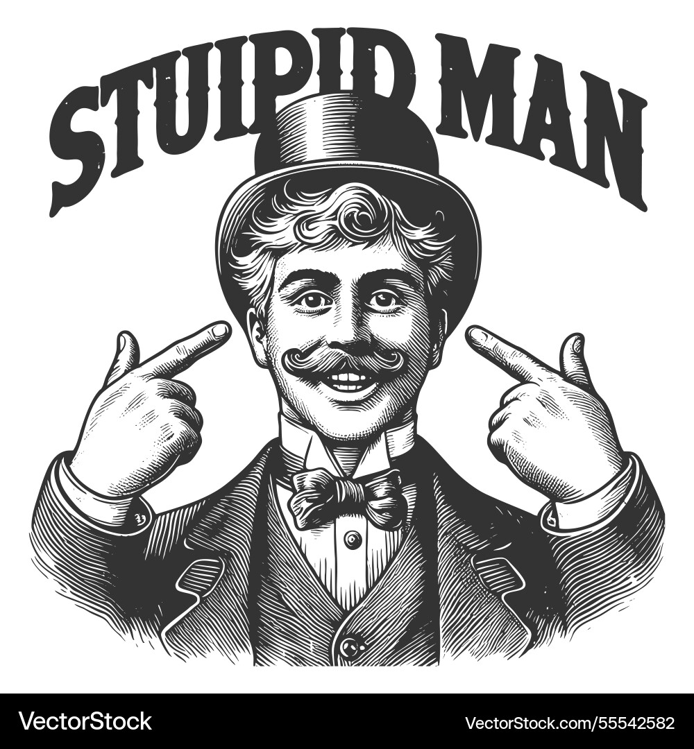 Smiling man in top hat with humorous text Smiling man in top hat with humorous text Vector Image