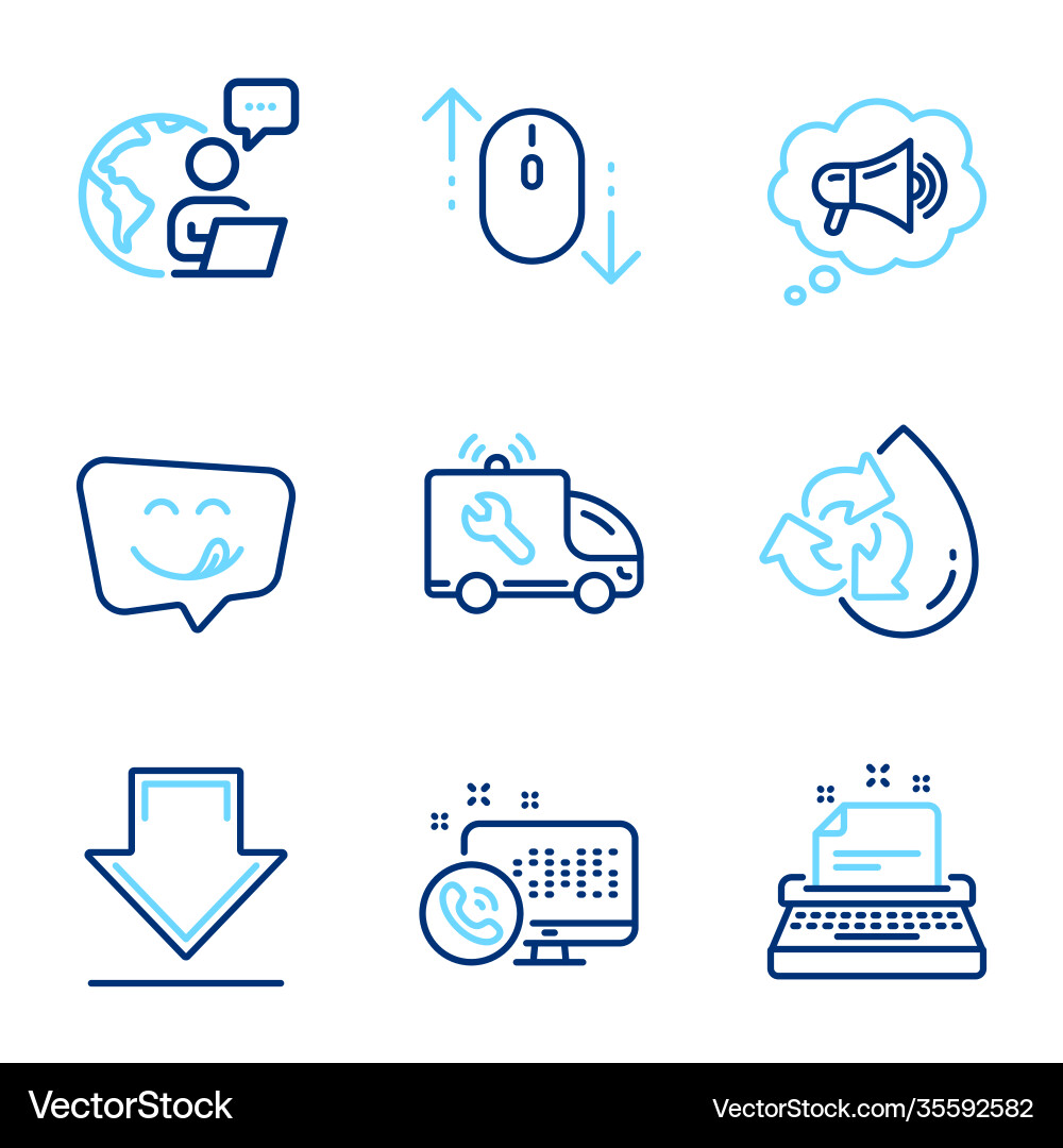 Technology icons set included icon as scroll down Vector Image