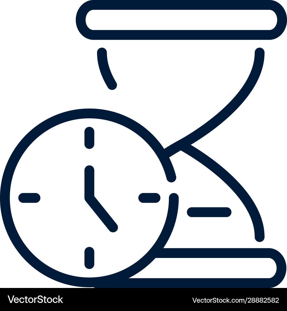 Time clock and hourglass timer linear design vector image