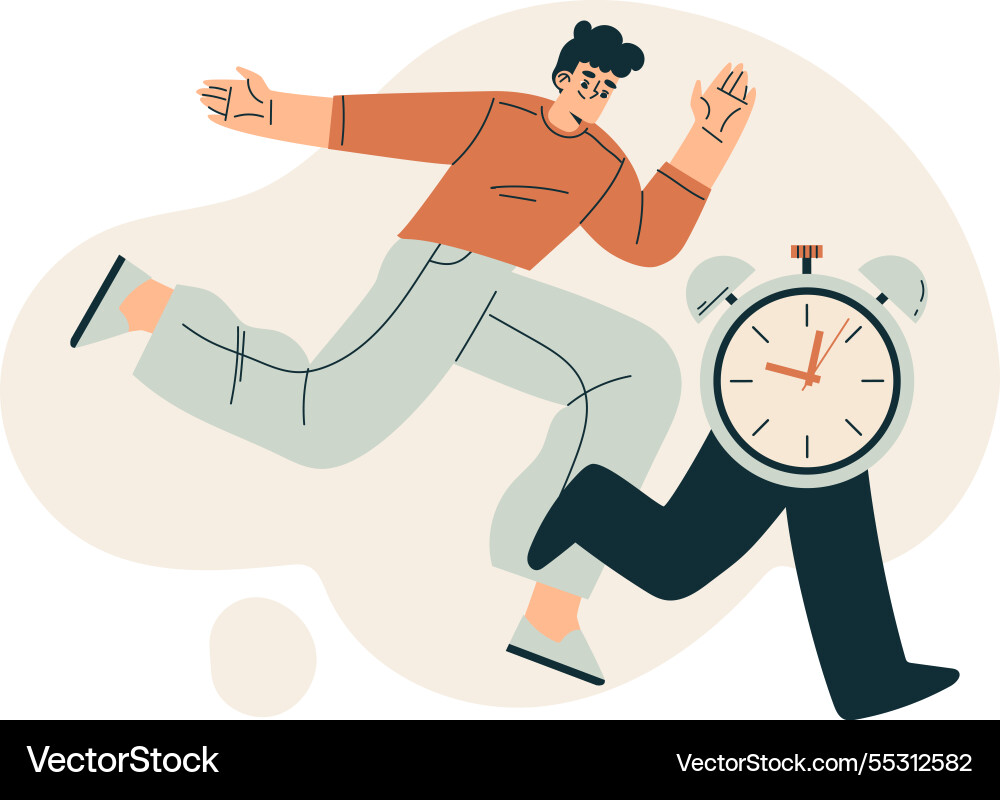 Time management with man character run clock Time management with man character run clock vector image