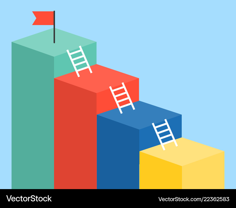 Bar Chart with Red Flag – Growth Template vector image