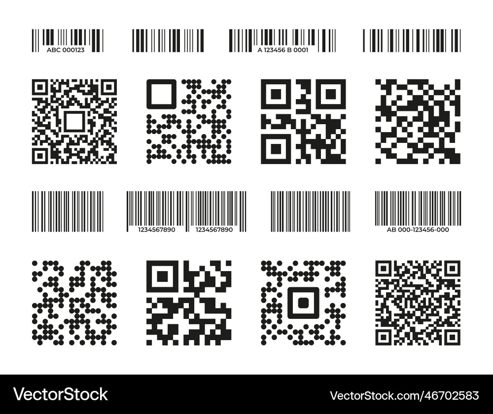 Barcode and QR Code Set vector image