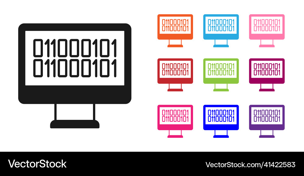 Black binary code icon isolated on white Black binary code icon isolated on white vector image