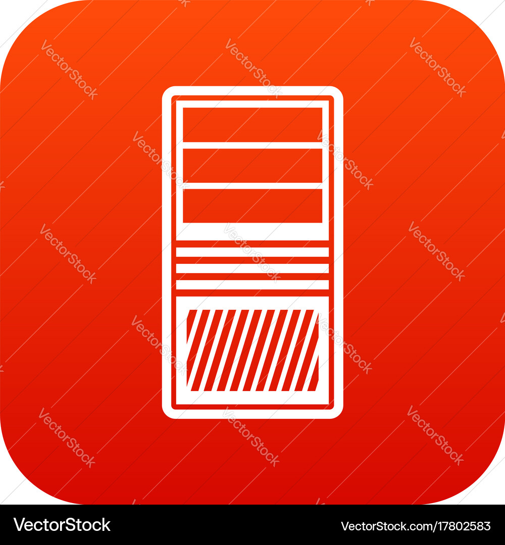 Black computer system unit icon digital red vector image