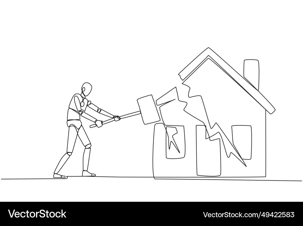 Continuous one line drawing smart robotic Continuous one line drawing smart robotic Vector Image