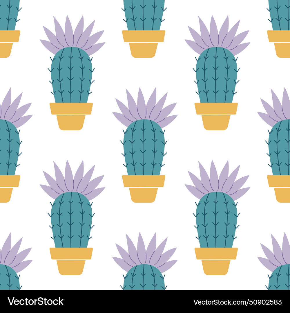 Cute cacti in boho style cactus seamless pattern Cute cacti in boho style cactus seamless pattern vector image