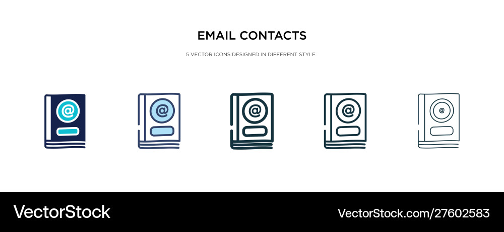Email contacts icon in different style two Vector Image