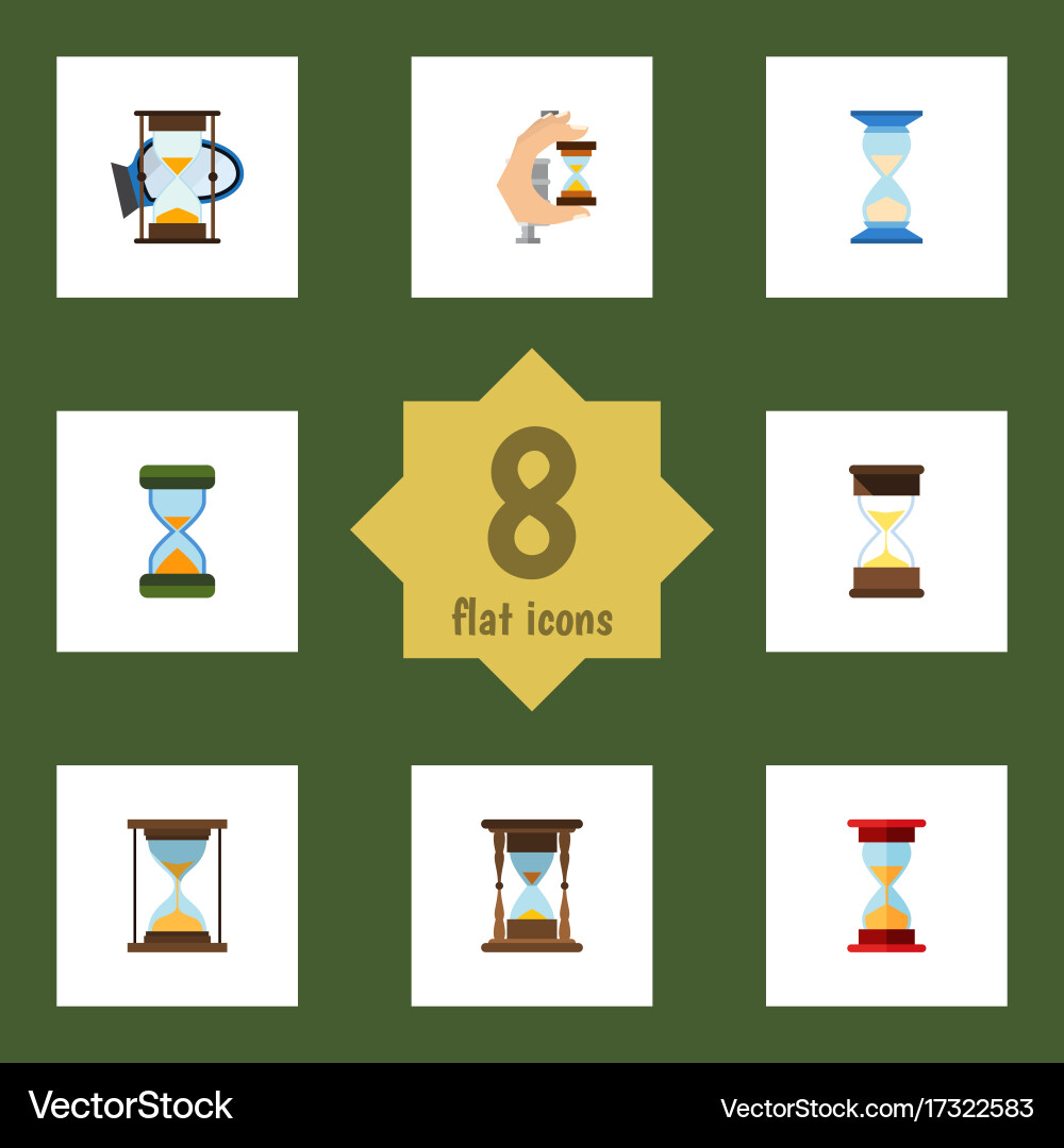 Flat icon timer set of loading waiting sand vector image