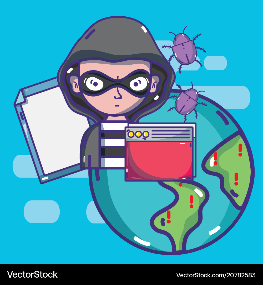 Hacker Character Globe vector image