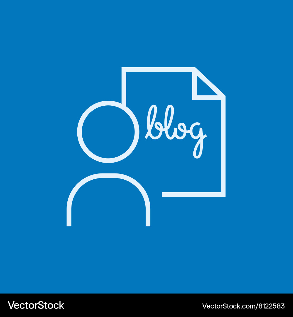Man and sheet with word blog line icon vector image