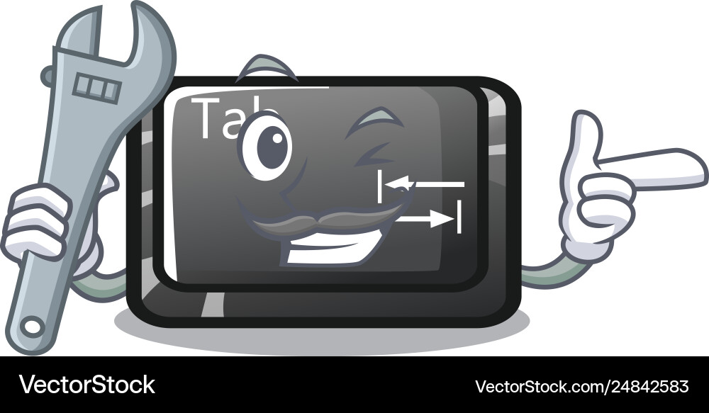 Mechanic button tab isolated with mascot vector image