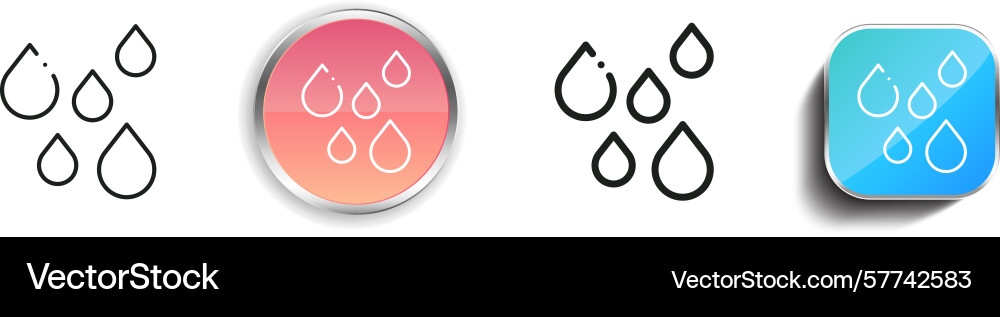 Raindrops icon thin linear regular and button Raindrops icon thin linear regular and button vector image