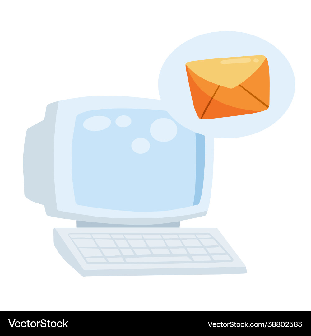 Retro computer sending and receiving an email Retro computer sending and receiving an email vector image