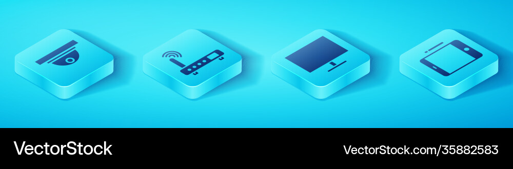 Set isometric motion sensor router and wi-fi Set isometric motion sensor router and wi-fi vector image