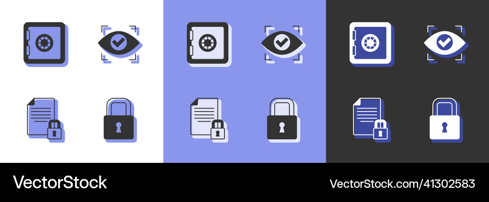 Set lock safe document and eye scan Set lock safe document and eye scan vector image