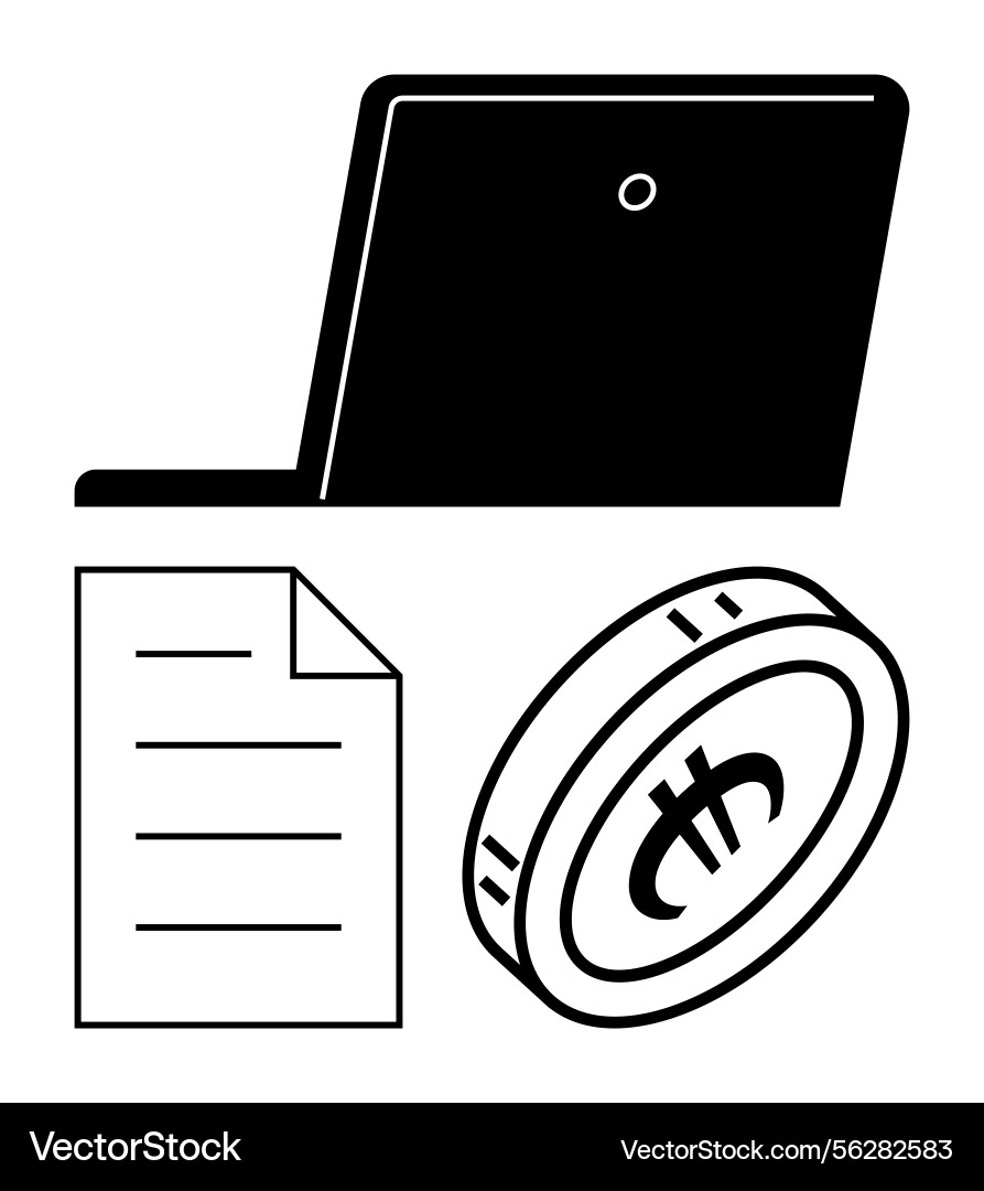 Simple workflow with laptop document Vector Image