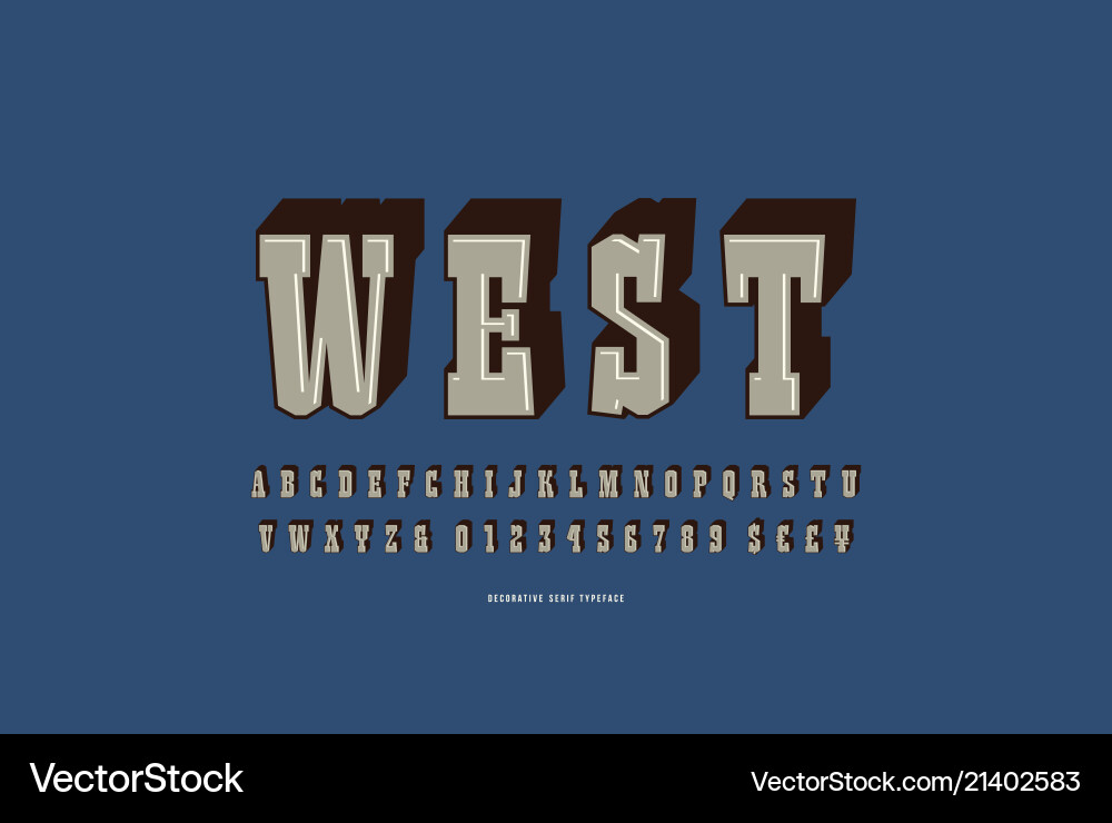 Slab serif bulk font in retro style Slab serif bulk font in retro style vector image