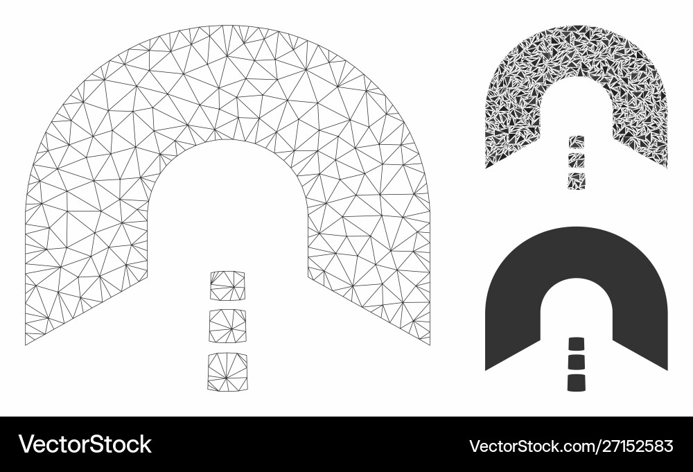 Tunnel mesh 2d model and triangle mosaic Vector Image
