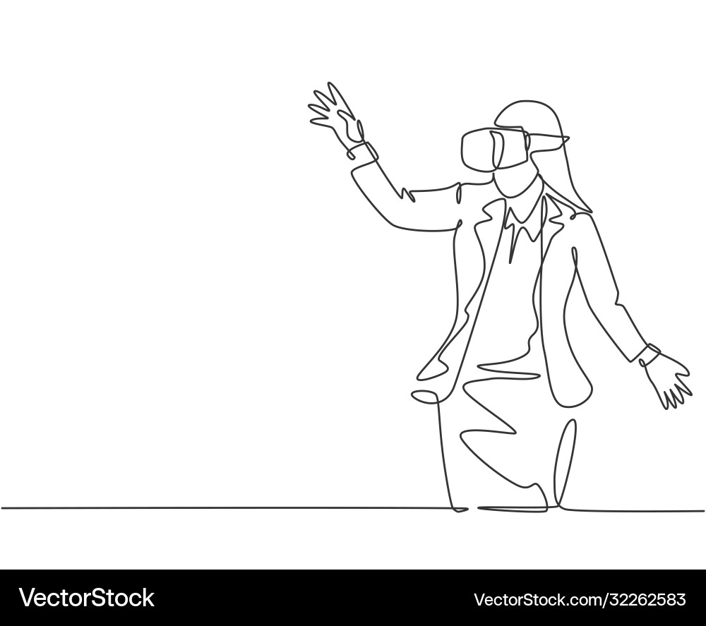 Virtual reality game player concept single Virtual reality game player concept single vector image