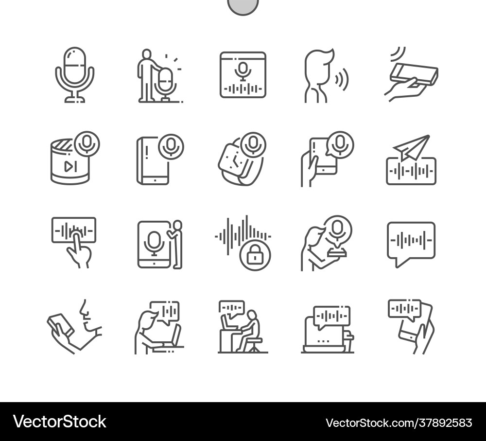 Voice functions start recording message Voice functions start recording message vector image