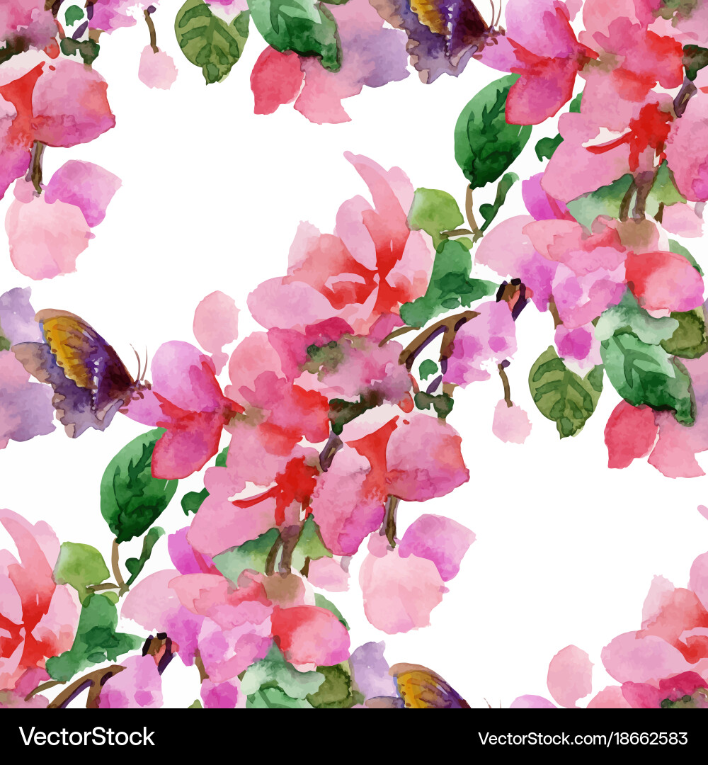Watercolor Floral Seamless Pattern Vector Image