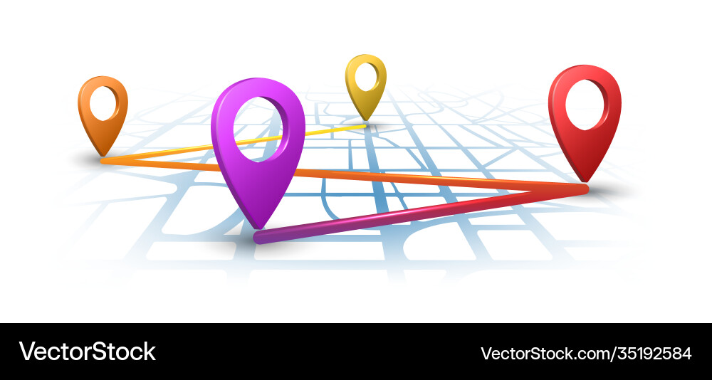 3D Navigation Map Pins vector image