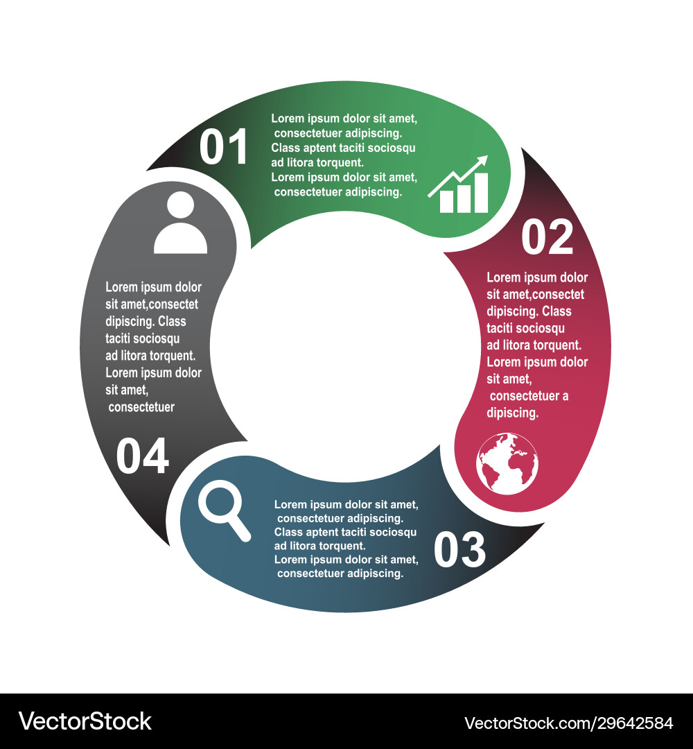4 step element in four colors with labels 4 step element in four colors with labels vector image