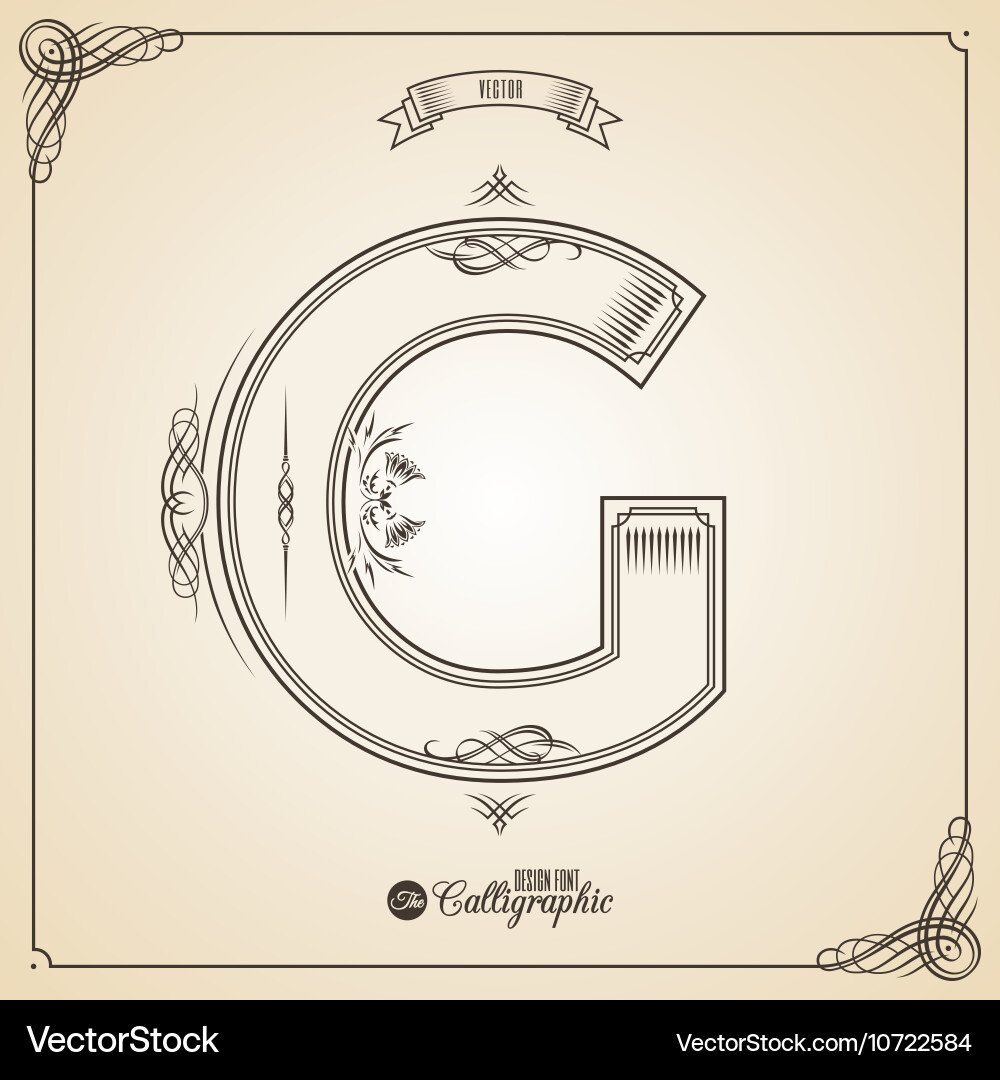 Calligraphic fotn with border frame elements vector image