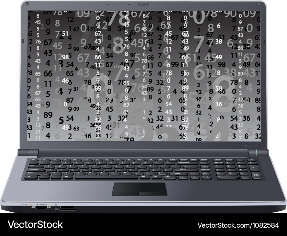 Digital Number Display Laptop vector image