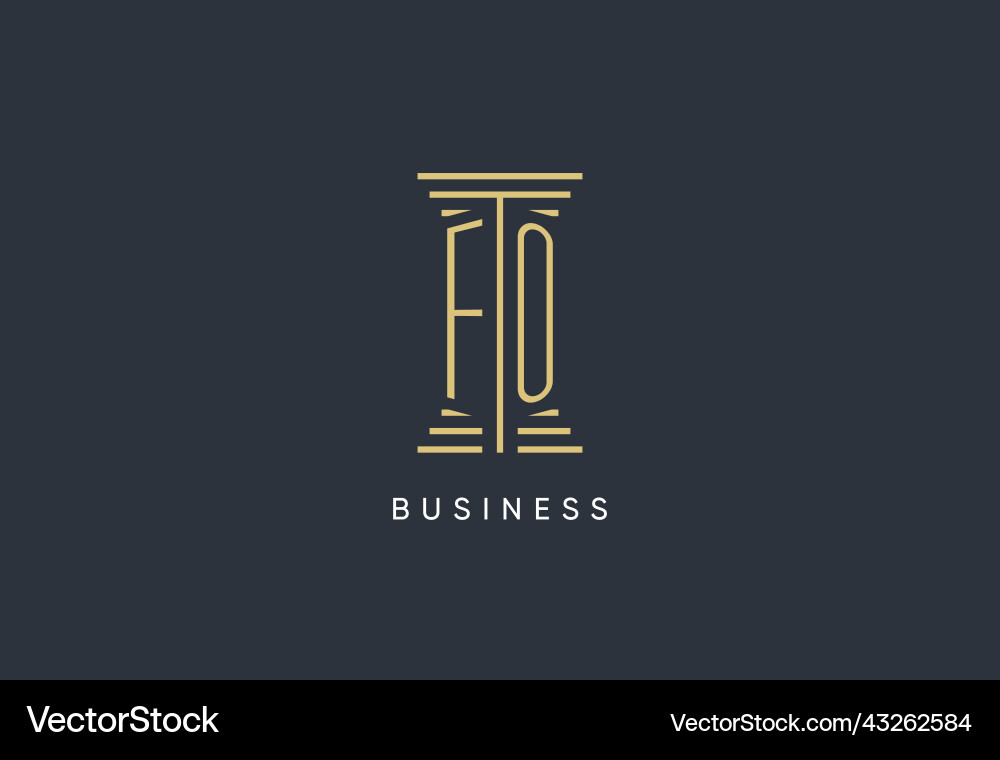 Fo initial monogram with pillar shape logo design vector image