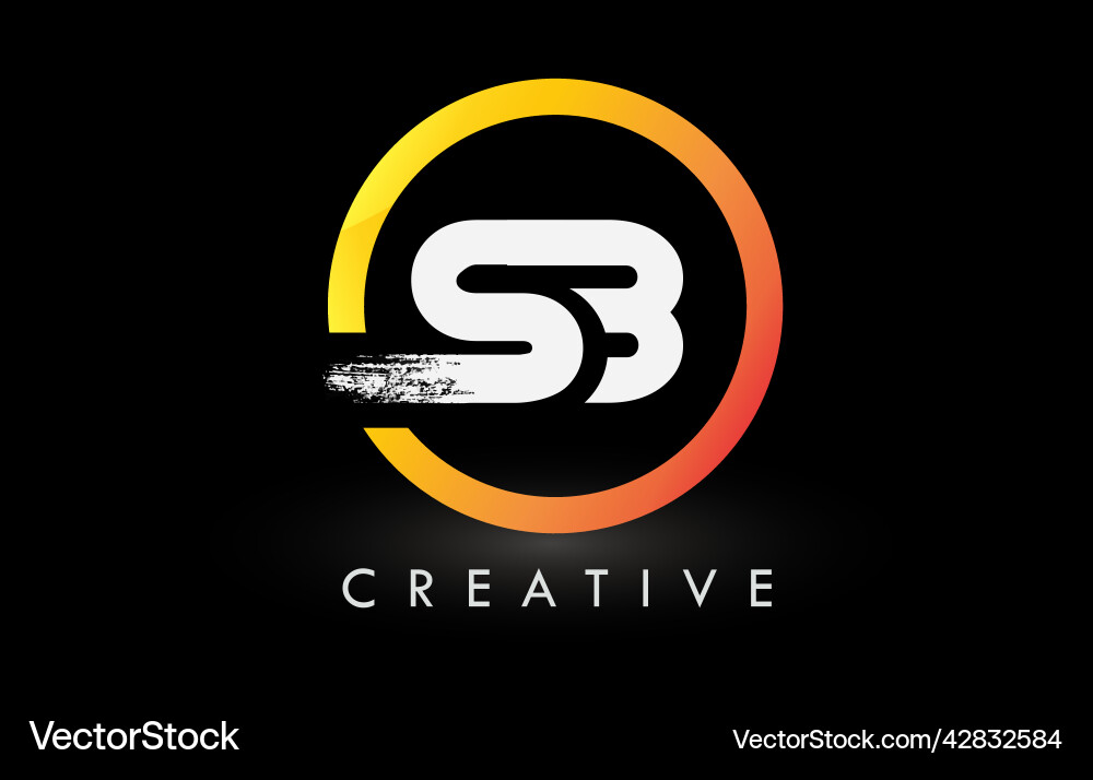 Kreisel weiß sb Pinsel Buchstaben Logo Design Kreisel weiß sb Pinsel Buchstaben Logo Design vektorbild
