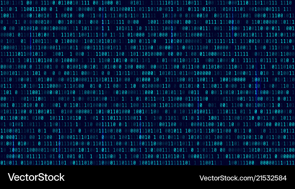 Matrix Hintergrund mit blauem Licht binären Computer vektorbild