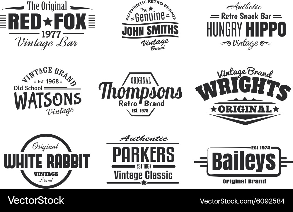 Nine Retro Insignia Collection Vector Image