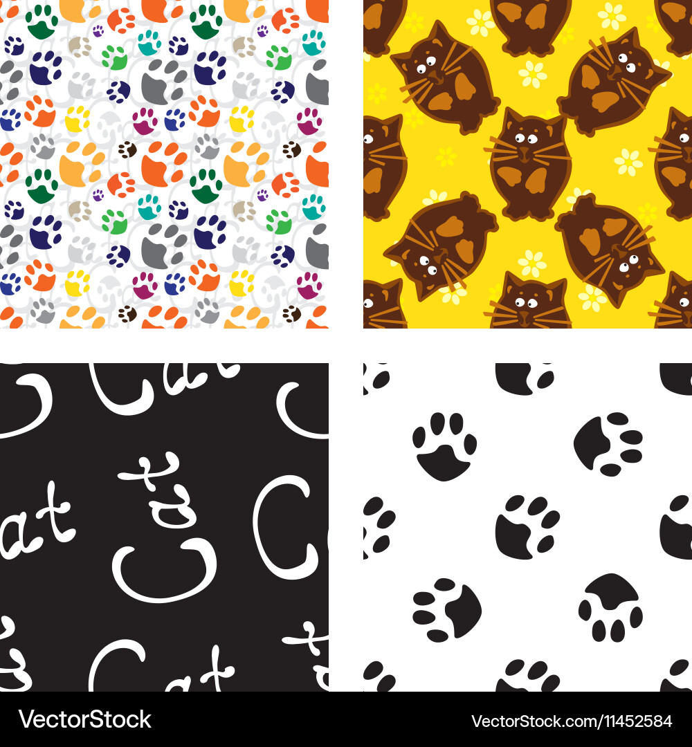 Pattern with cat and mouse Vector Image