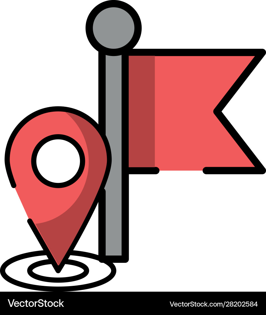 Pin pointer location guide with flag Vector Image