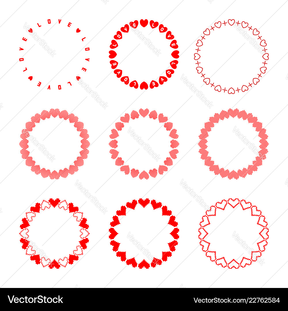 Set of round frames in trendy pixel and modern Set of round frames in trendy pixel and modern vector image