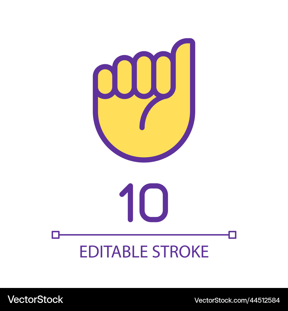 Signing digit ten in asl pixel perfect rgb color Signing digit ten in asl pixel perfect rgb color vector image
