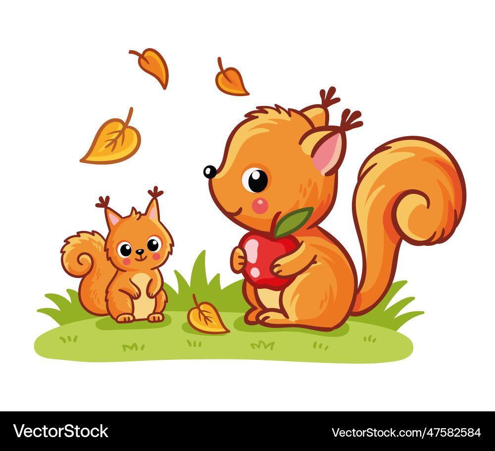 Squirrel with a is sitting in clearing Vector Image