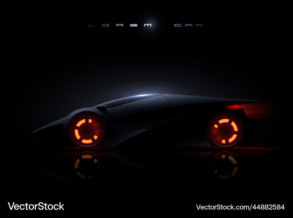Super car with hot brake on black background Super car with hot brake on black background vector image