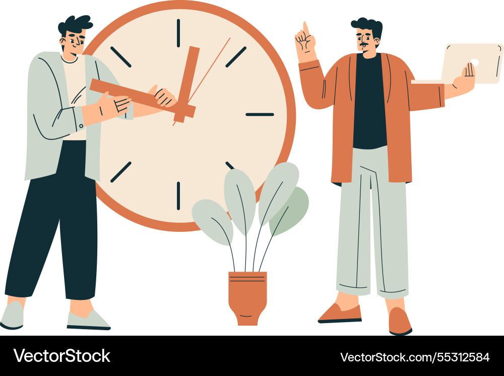 Time management with man character organizing Time management with man character organizing vector image